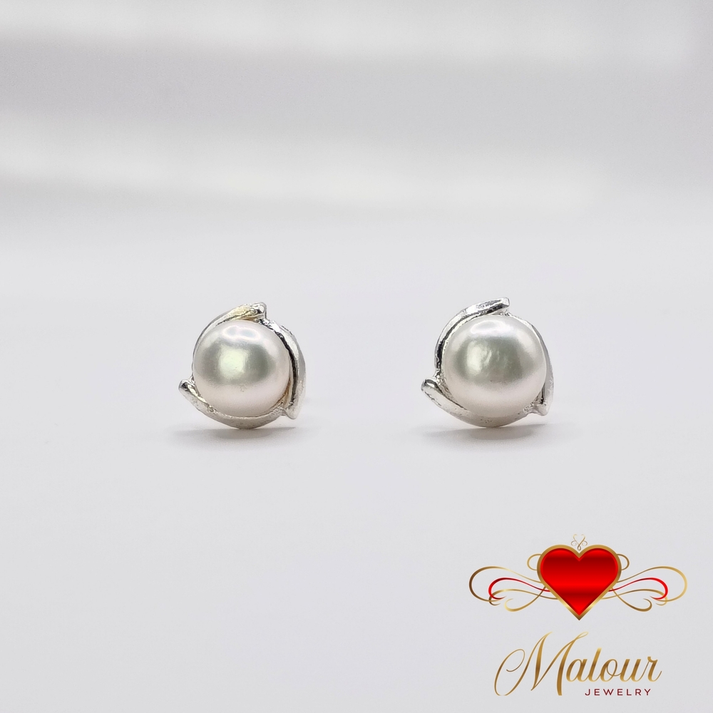 950 Silver Pearl Earrings. Elegant Design.